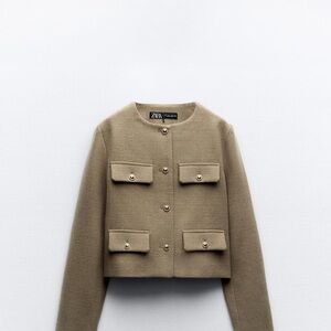 Zara Women's Classic Tan Cropped Jacket